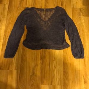 Free People Purple Crocheted Sweater Size Small